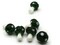 6 19mm Green and White Polka Dot Lampwork Glass Mushroom Beads